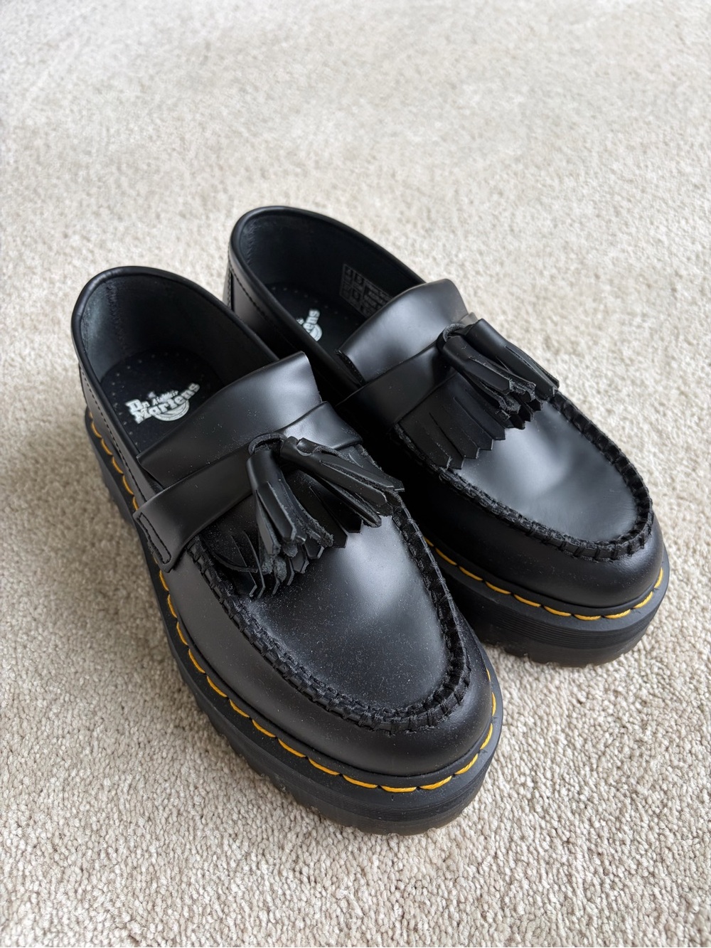 Dr. Martens Adrian Platform Black Tassel Loafers. NWOT unisex 5M, 6W